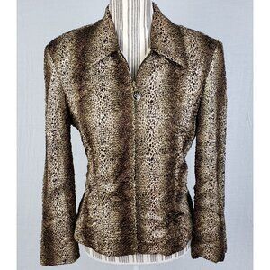 Joseph Ribkoff Crinkled Jacket Lightweight Animal Print Zip Front size 8 Stretch